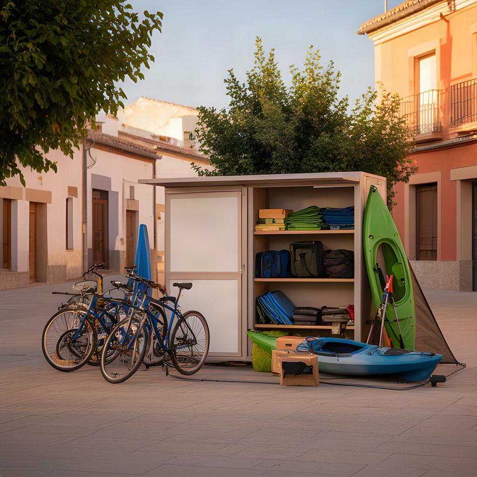 Punto de entrega de equipo de exterior en una calle de Guadalajara, Castilla-La Mancha
